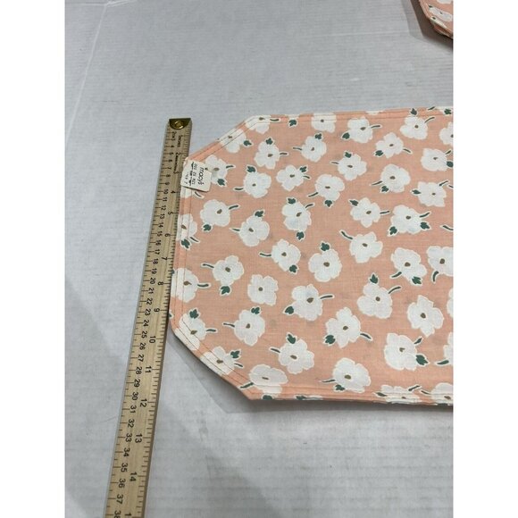 Vintage Embroidered Placemats Appliqué Peach White Floral Set Of 4 - Picture 6 of 9